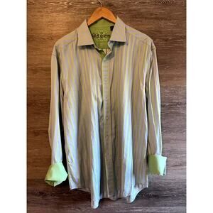Robert Graham Button Down Shirt sz XL Stripped Men Excellent Collared cuff